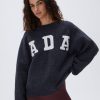 Adanola Ada Oversized Knit Sweatshirt - Dark Grey/Cream