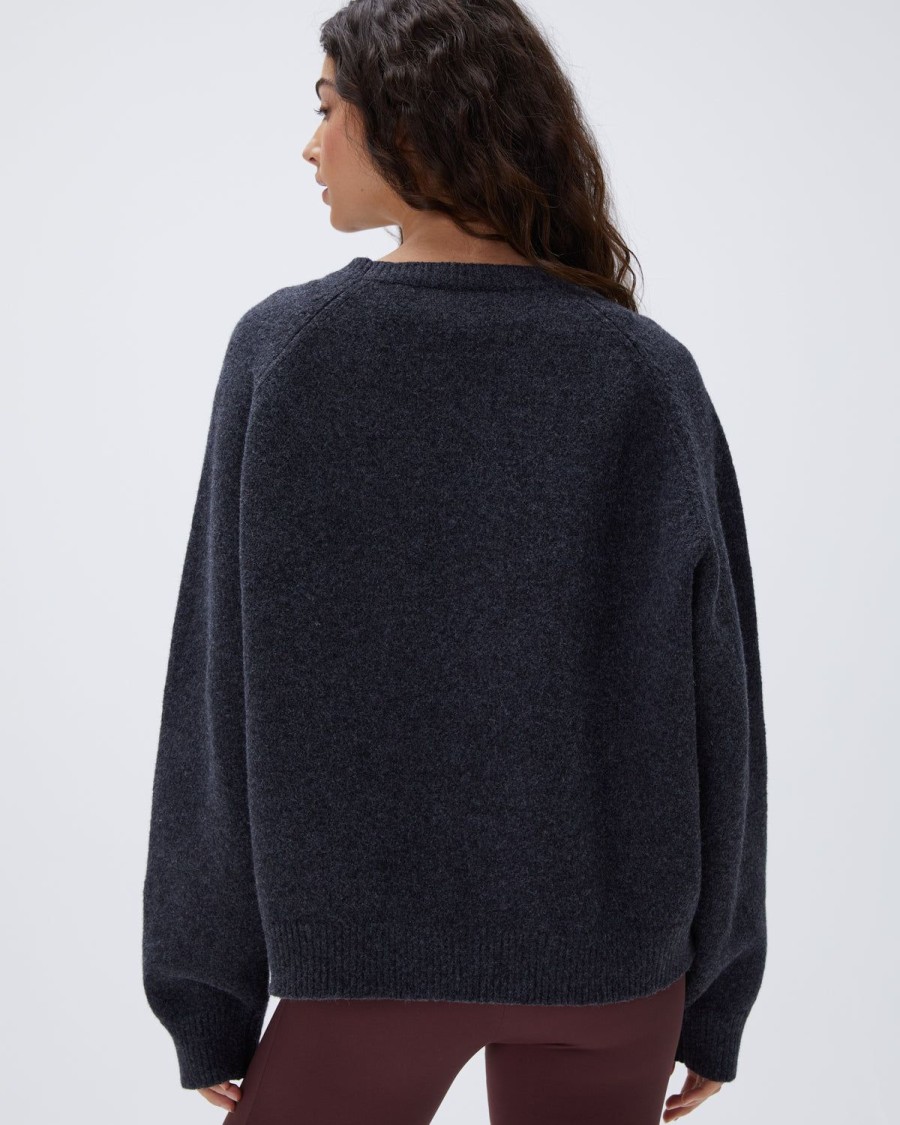 Adanola Ada Oversized Knit Sweatshirt - Dark Grey/Cream