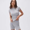 Adanola Rib Fold Over Crop Shorts - Grey Melange