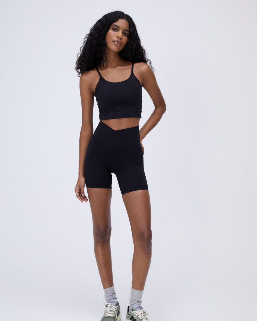 Adanola Ultimate Wrap Over Crop Shorts - Black