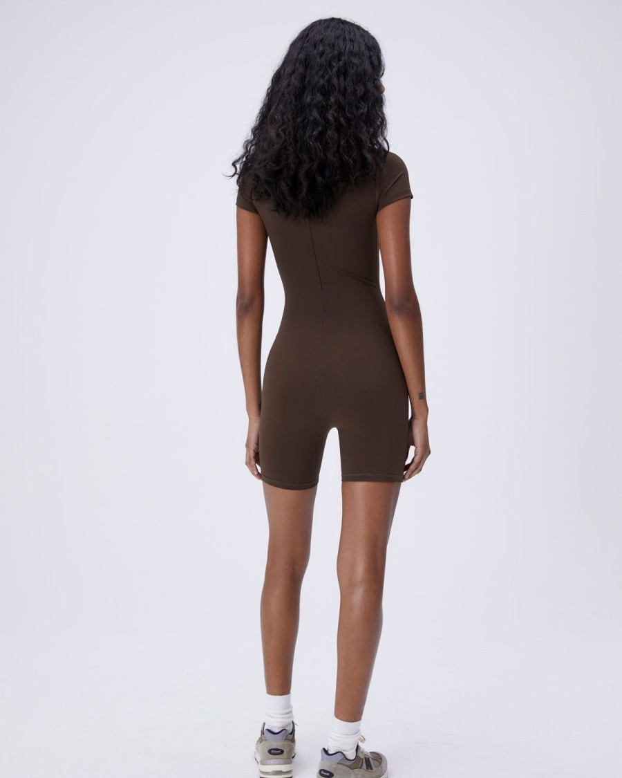 Adanola Ultimate Short Sleeve Romper - Espresso Brown