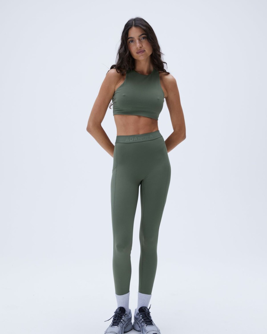 Adanola Ultimate Branded Pocket Leggings - Khaki Green