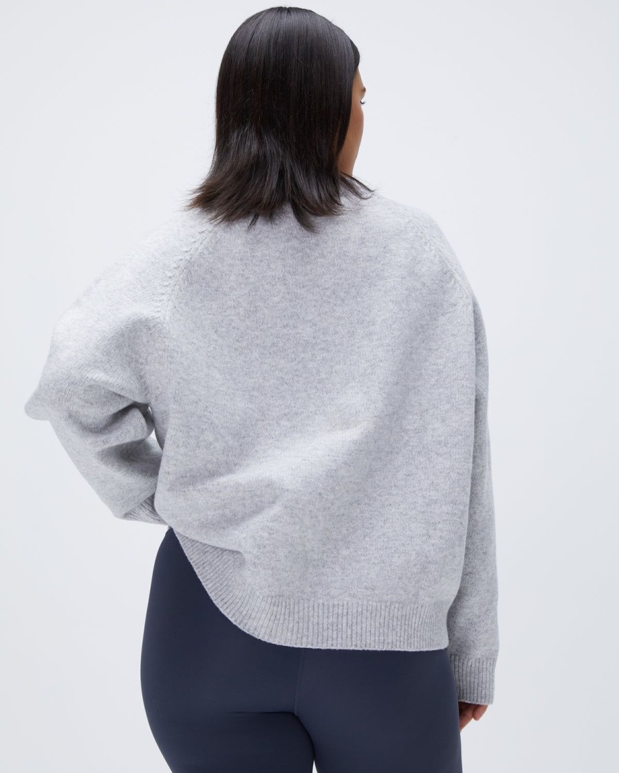 Adanola Ada Oversized Knit Sweatshirt - Light Grey Melange/Cream