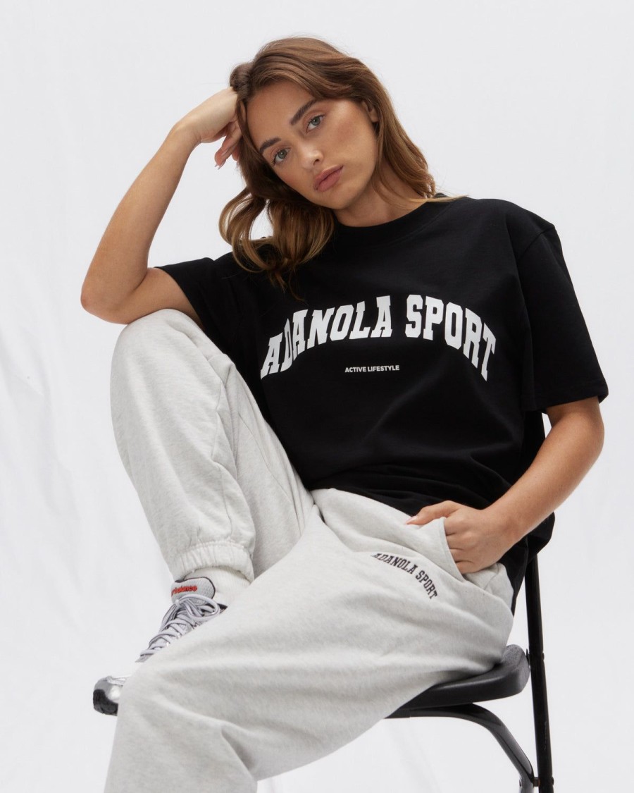 Adanola Adanola Sport Short Sleeve Oversized T-Shirt - Black