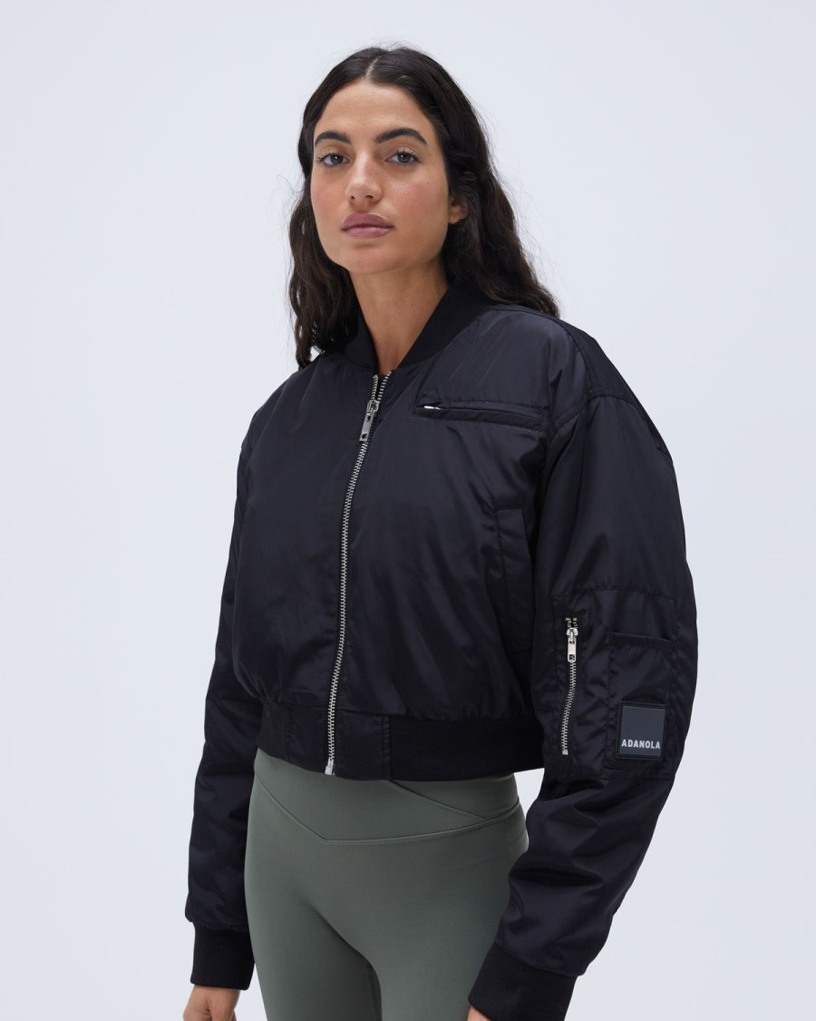 Adanola Crop Bomber Jacket - Black