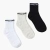 Adanola 3 Pack Mid-Length Socks White/Grey/Black