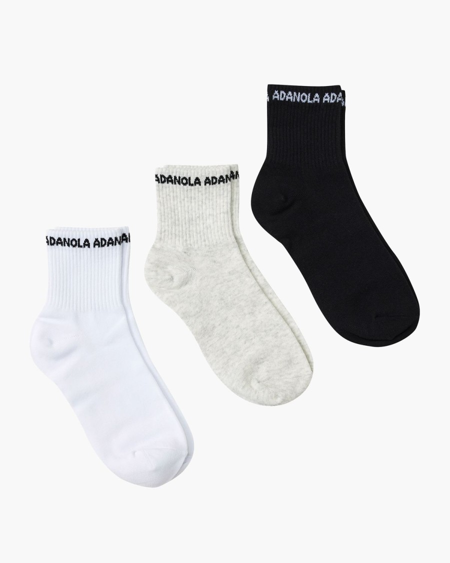 Adanola 3 Pack Mid-Length Socks White/Grey/Black