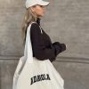 Adanola Varsity Tote Bag - Cream/Black