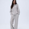 Adanola Waffle Straight Leg Lounge Pants - Stone