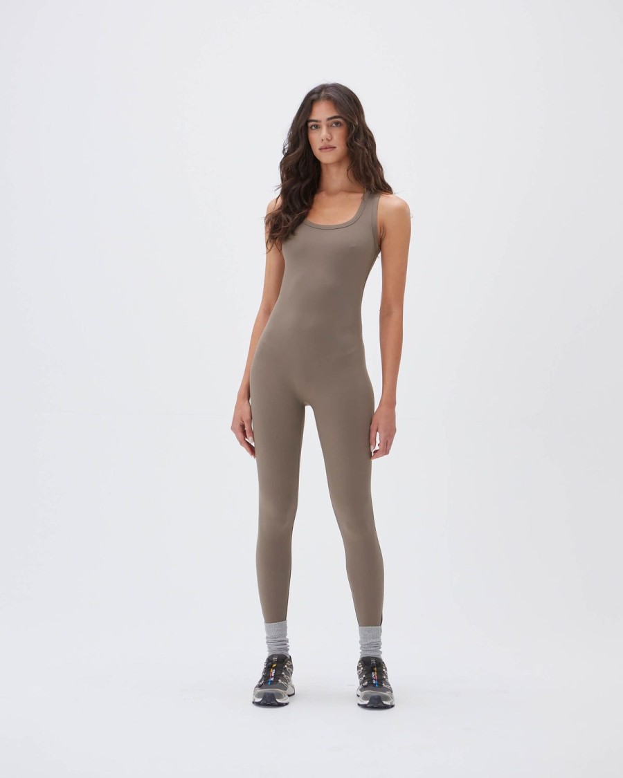 Adanola Ultimate Sleeveless Scoop Neck Unitard - Cocoa Brown