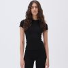 Adanola Ultimate Short Sleeve Longline Top - Black