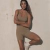 Adanola Ultimate Scoop Neck Sleeveless Romper - Deep Sand