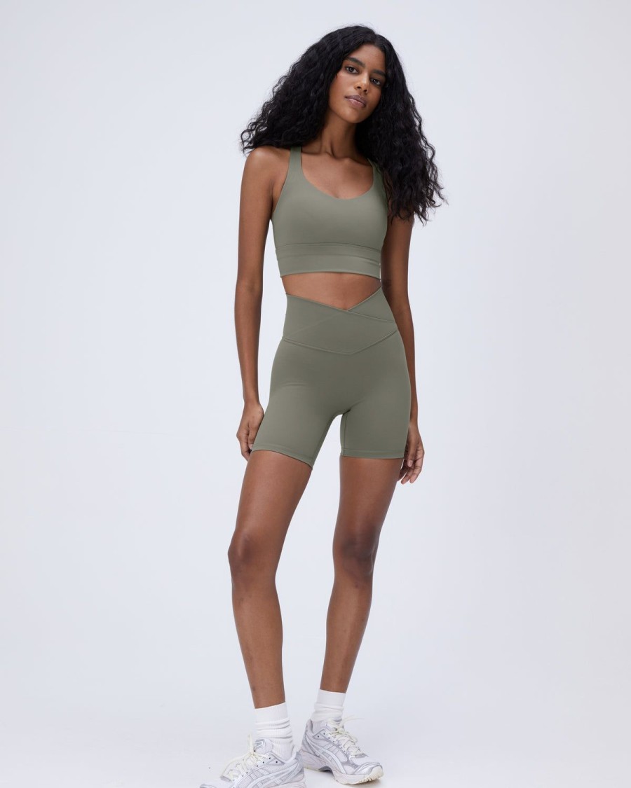 Adanola Ultimate Wrap Over Crop Shorts - Olive Green