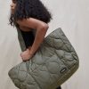 Adanola Quilted Nylon Tote Bag - Olive Green