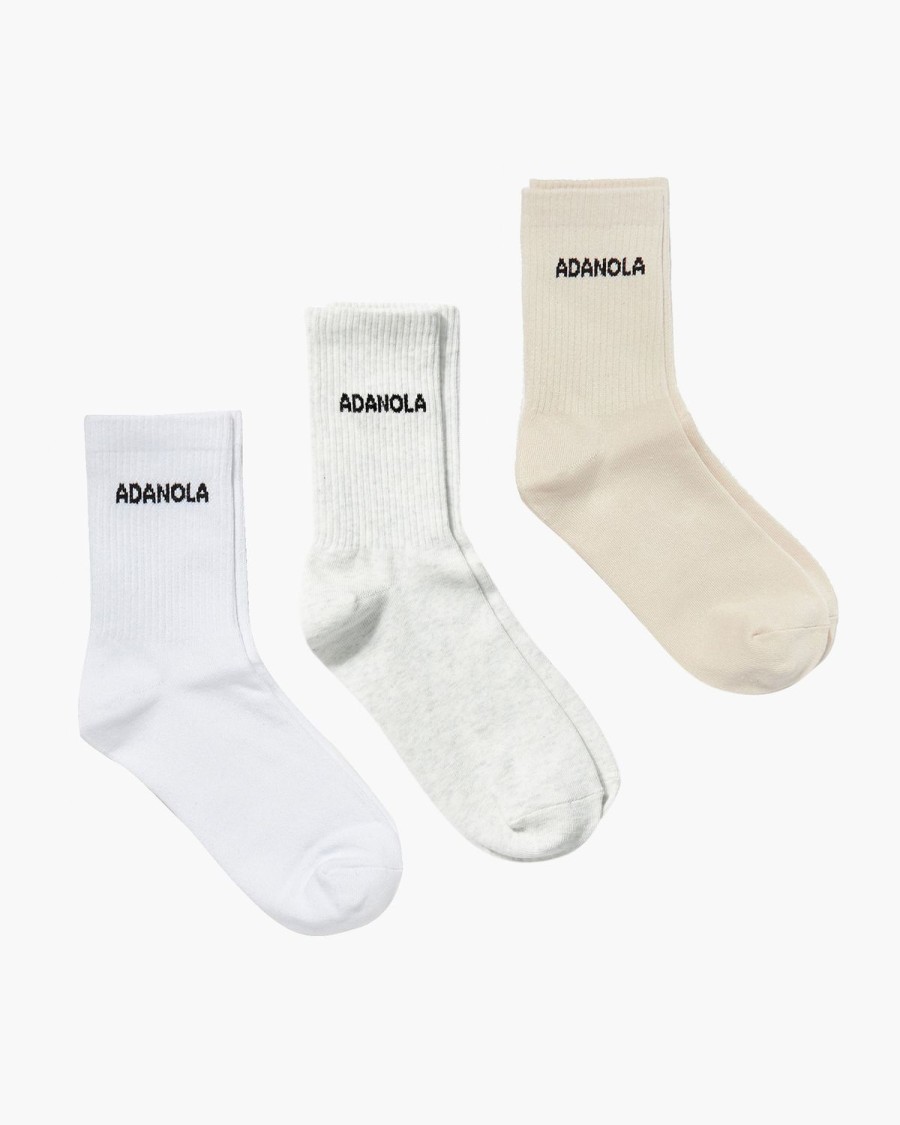 Adanola 3 Pack Socks - White, Cream, Light Grey Melange