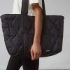 Adanola Quilted Nylon Tote Bag - Black