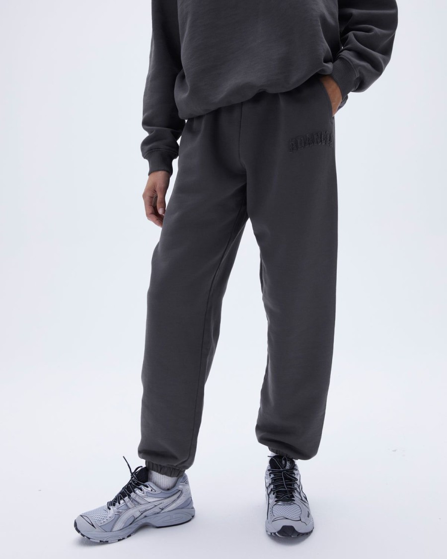 Adanola Distressed Varsity Sweatpants - Charcoal Grey