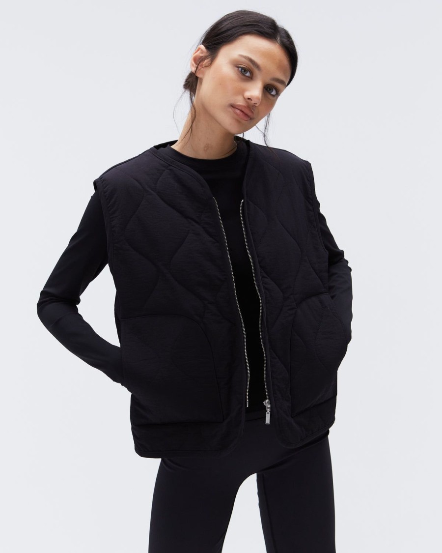 Adanola Quilted Nylon Gilet - Black