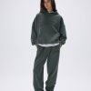 Adanola Distressed Varsity Sweatpants - Mineral Green