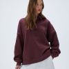 Adanola Oversized Button Up Sweatshirt - Burgundy