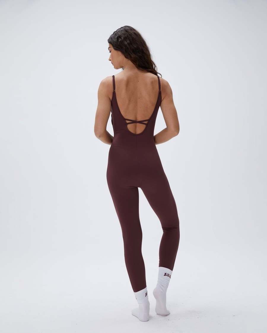 Adanola Ultimate Low Cross Back Unitard - Burgundy