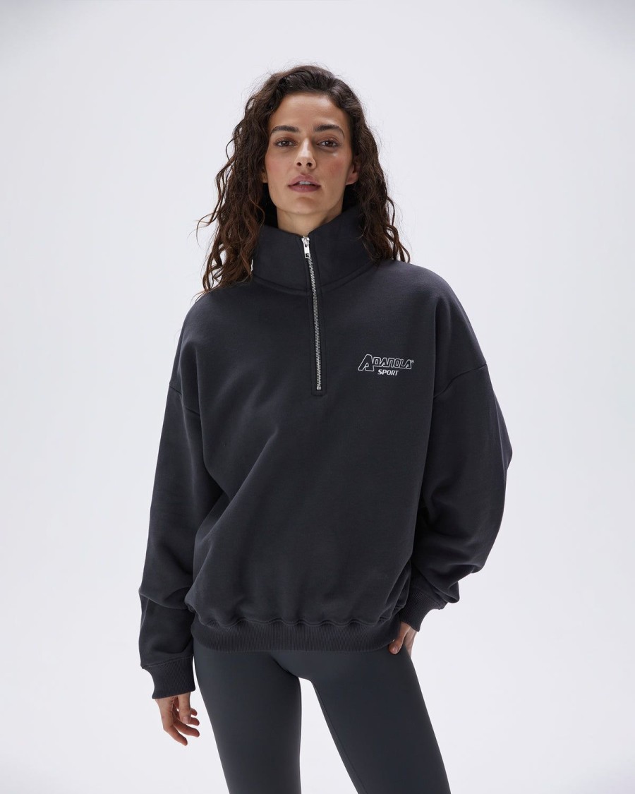 Adanola A Oversized Funnel Neck Zip Sweatshirt - Graphite Grey