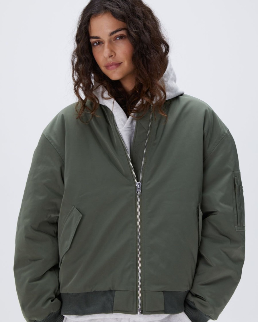 Adanola Oversized Bomber Jacket - Khaki Green