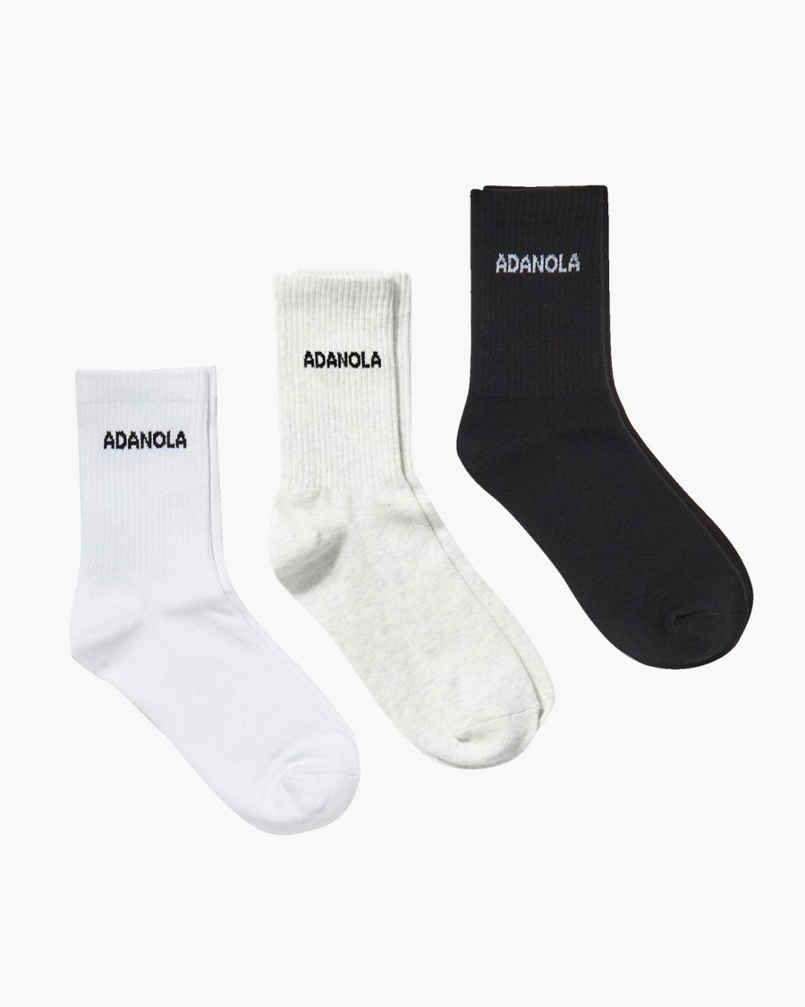 Adanola 3 Pack Socks - White, Black, Light Grey Melange